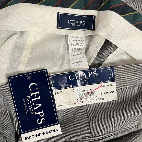 CHAPS Men's Black/White Suit Separates Dress Pants - Size 42 x 30 - NWT $120 - Picture 6 of 6